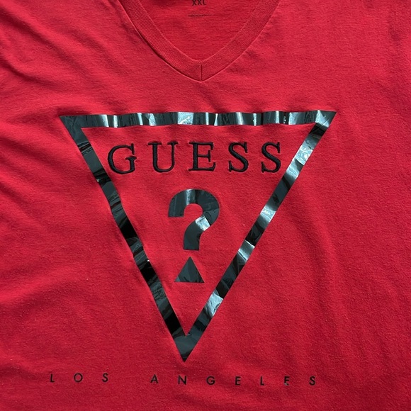 GUESS GLAM LOGO TEE BUNDLE WOMENS XXL V-NECK RED BLACK SHORT SLEEVE 100% COTTON - Picture 5 of 11